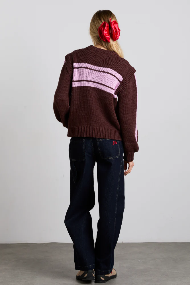 poppy jumper with removable sleeves - burgundy & lilac