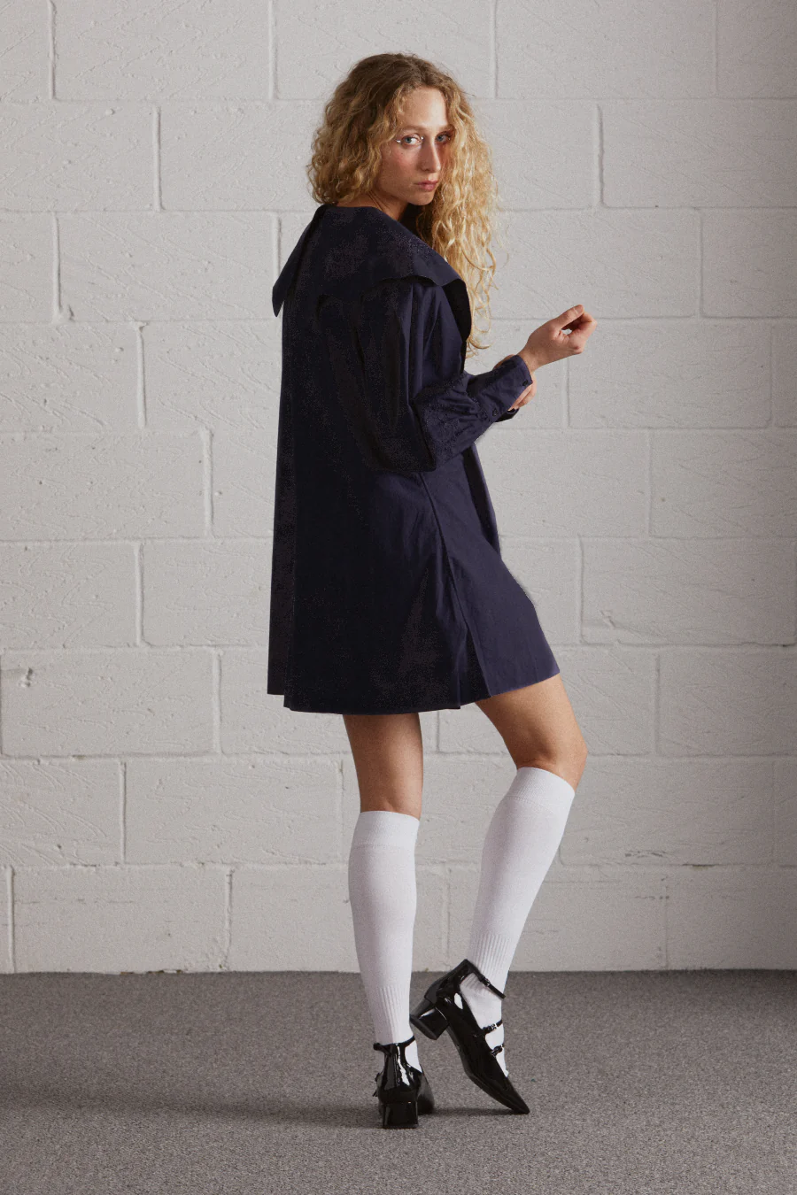 mimi mini dress - navy broderie