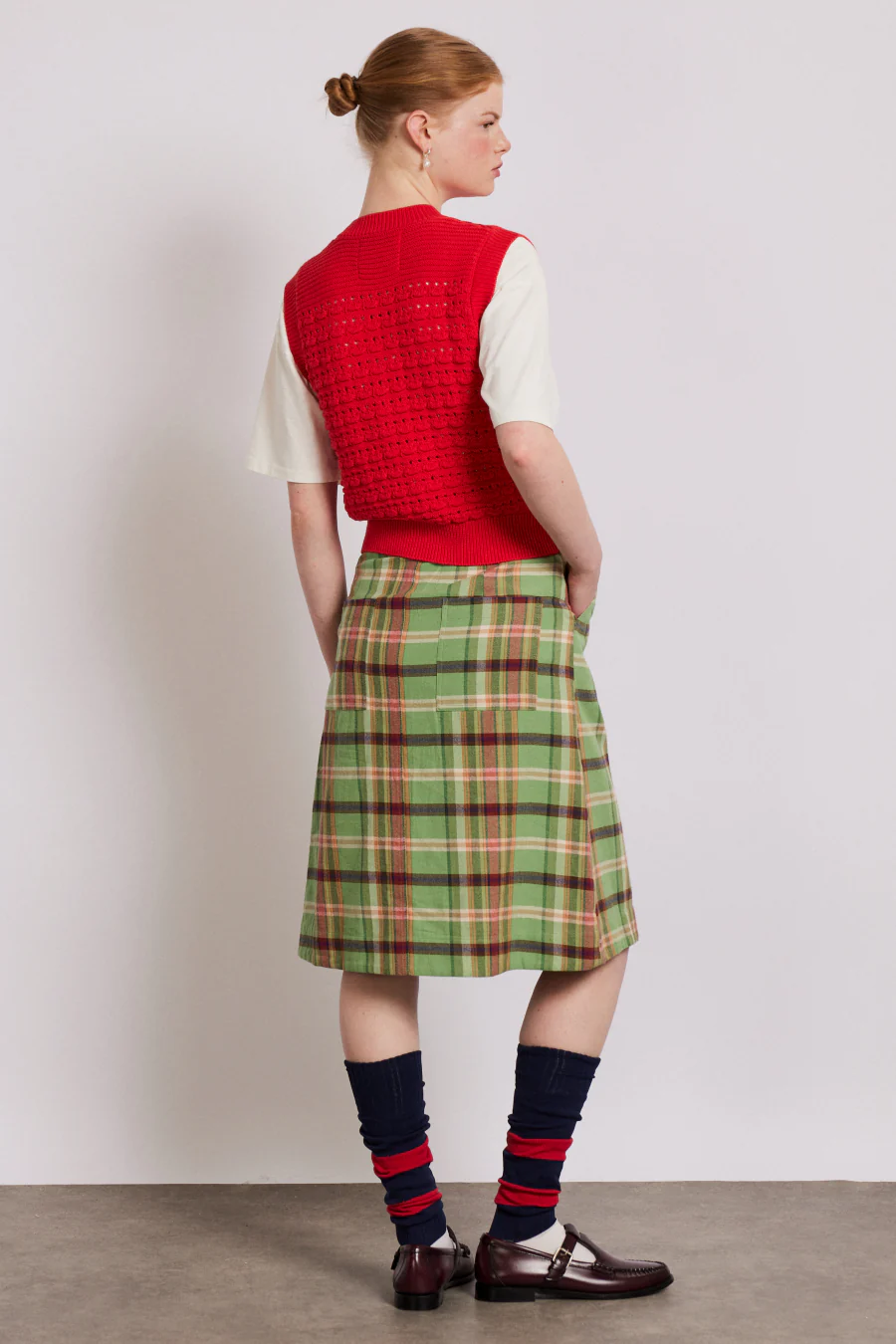 aggie knitted tank - red