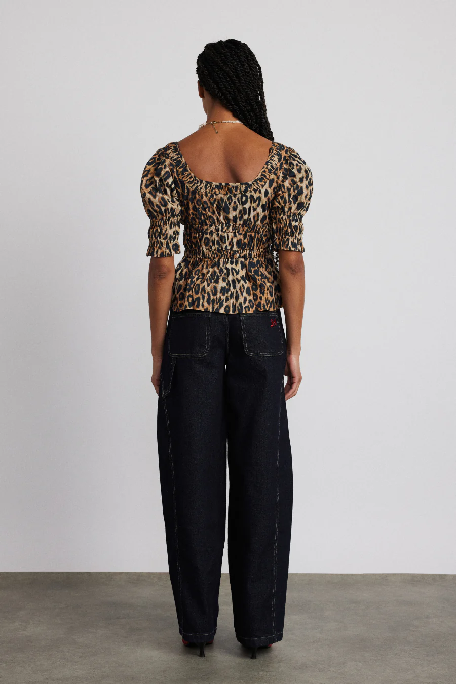 bianca ruffle blouse - leopard