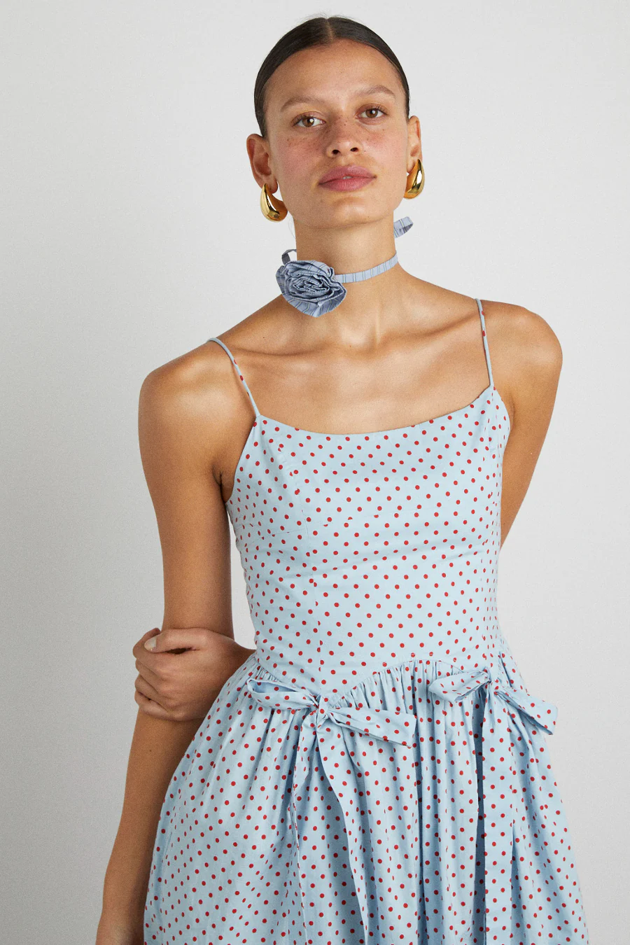 penelope midi - blue & red spot