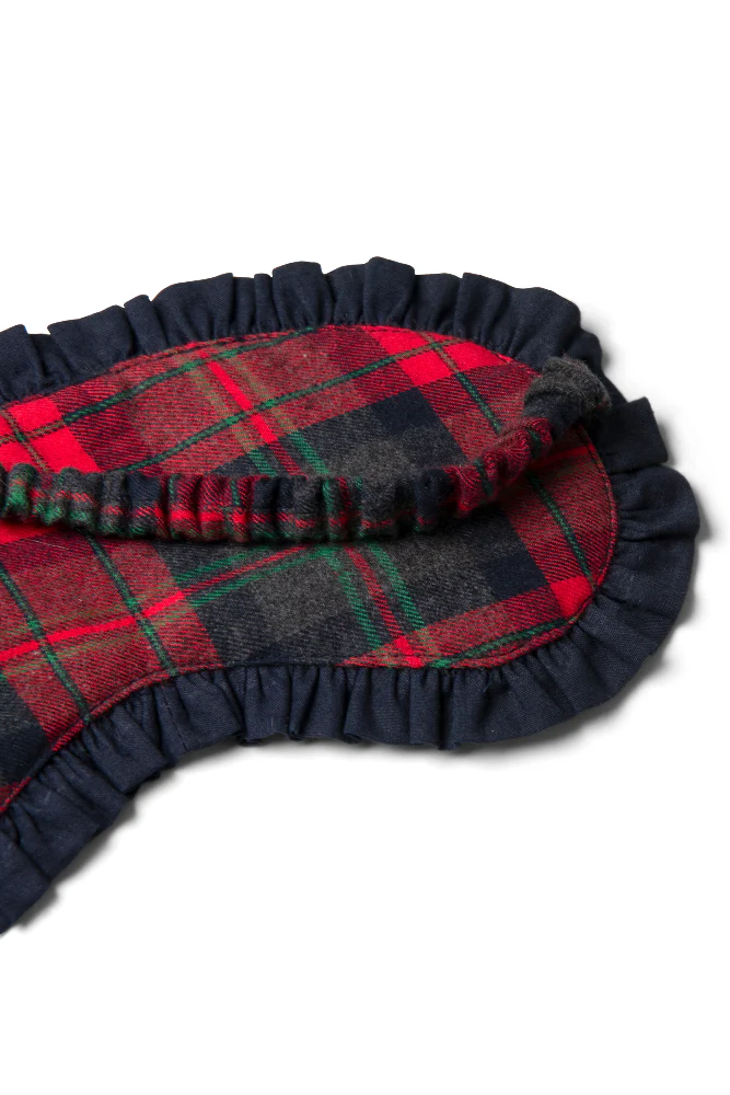 damson pj eye mask - red tartan