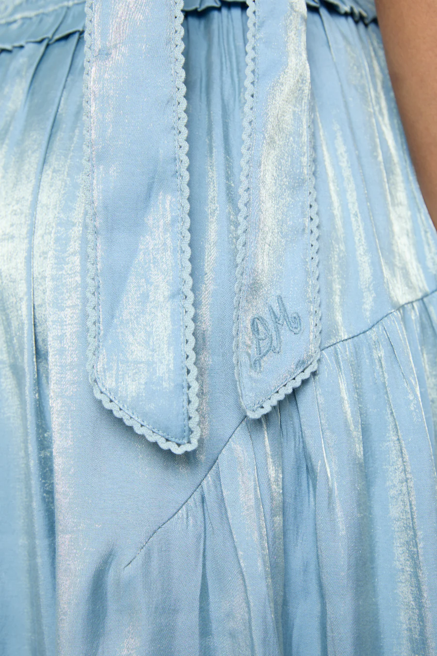 tish midi dress - blue glass satin