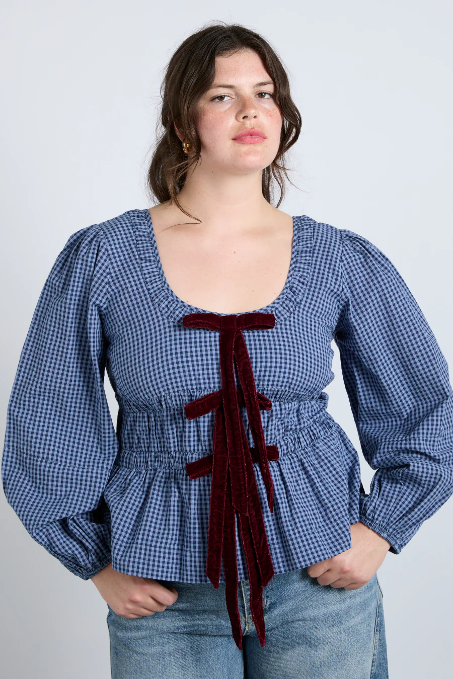dakota blouse - blue check