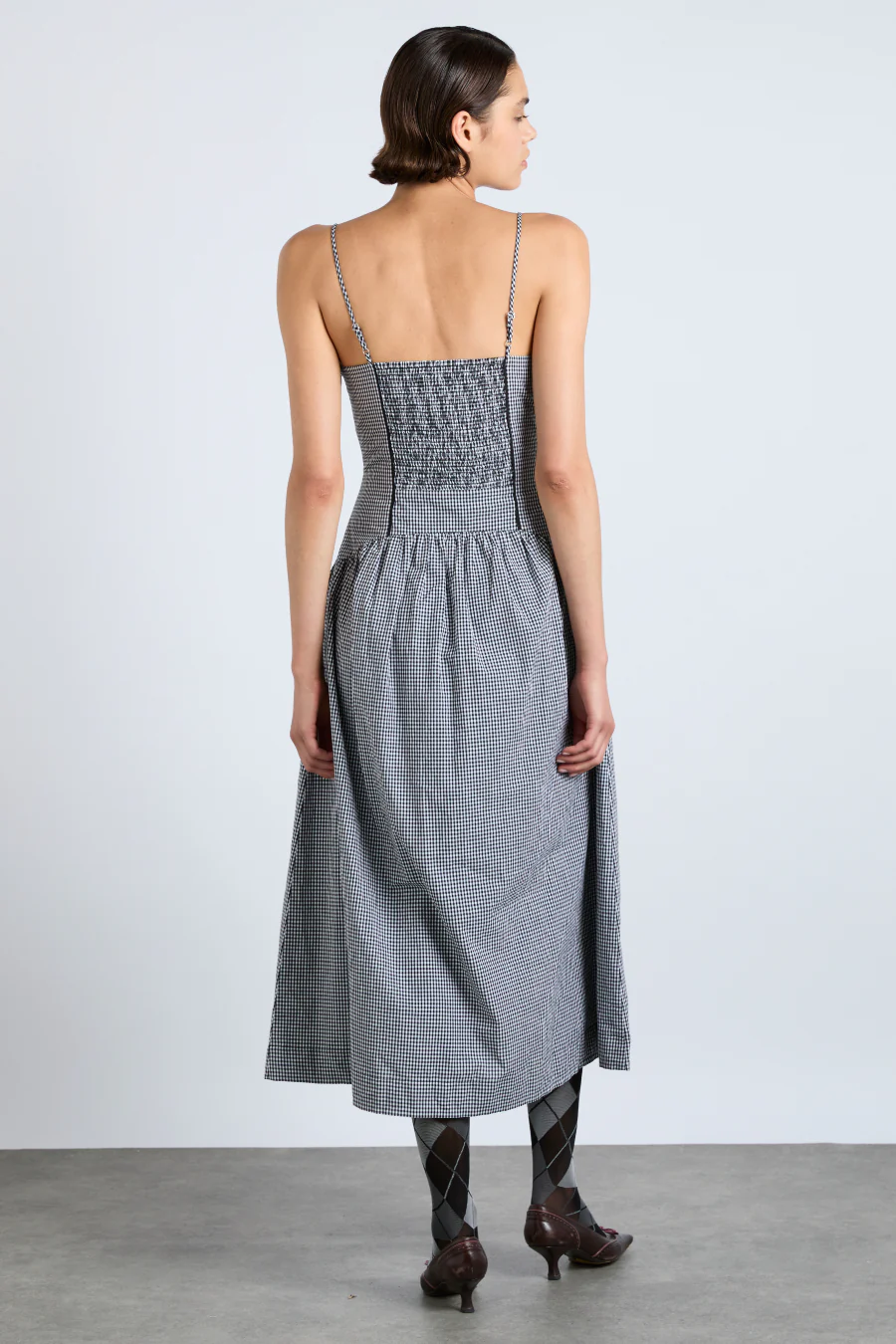 persephone midi dress - black gingham