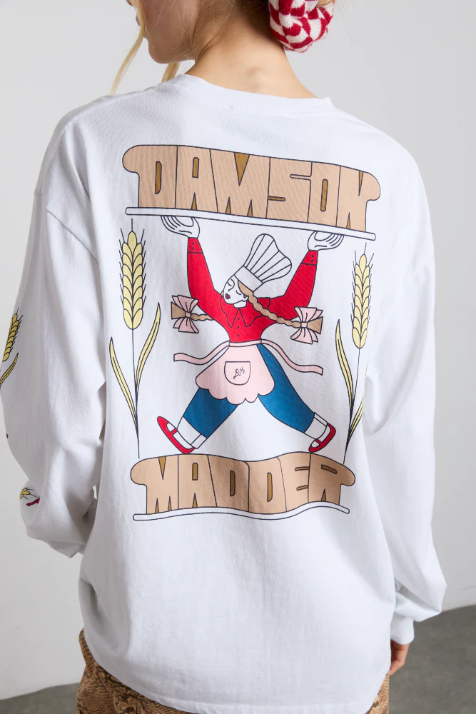 fresh bread long sleeve tee - white