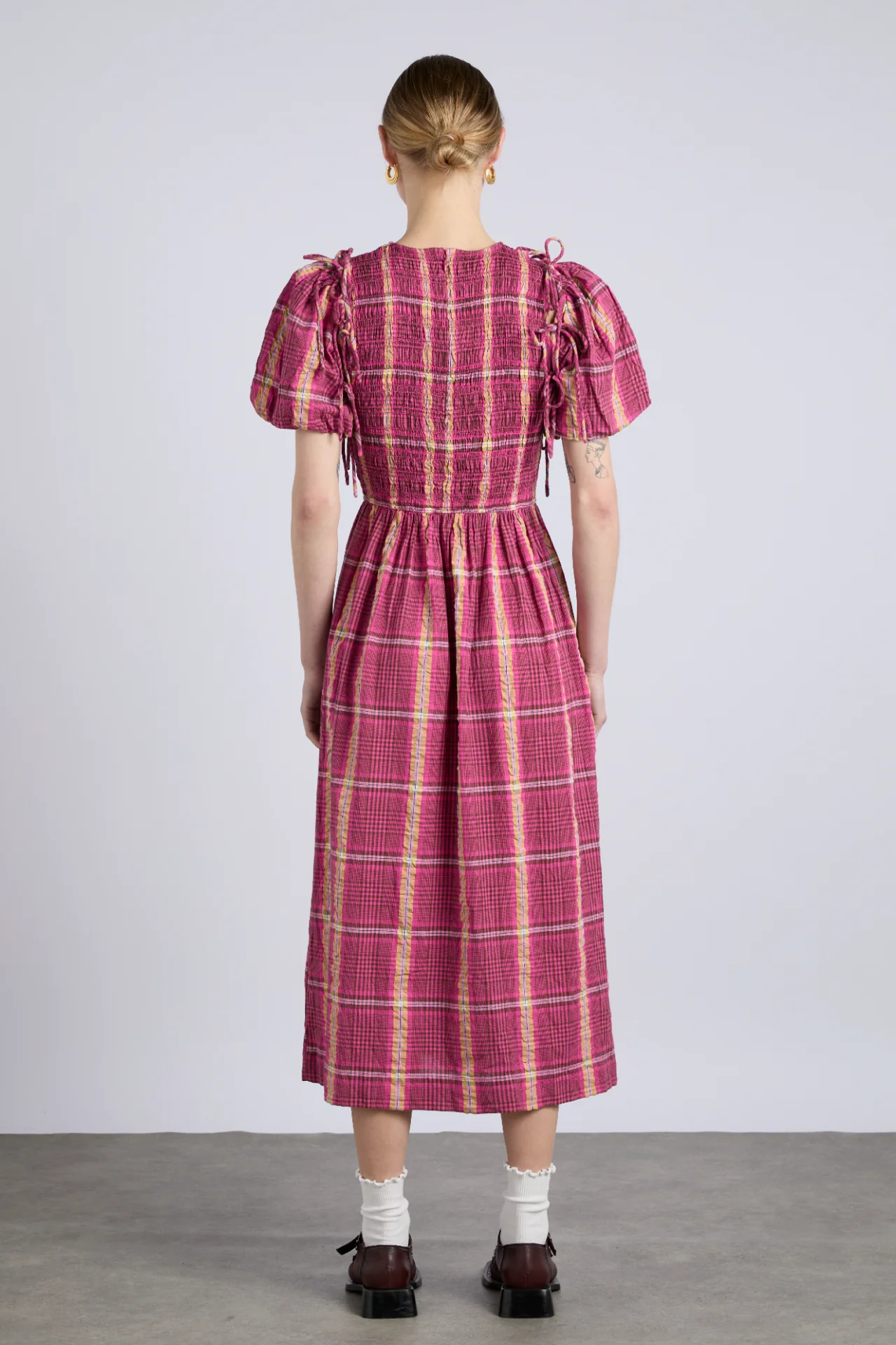 becca multi-way midi dress - pink/khaki/check