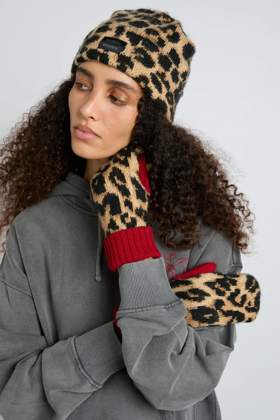 leopard knit beanie
