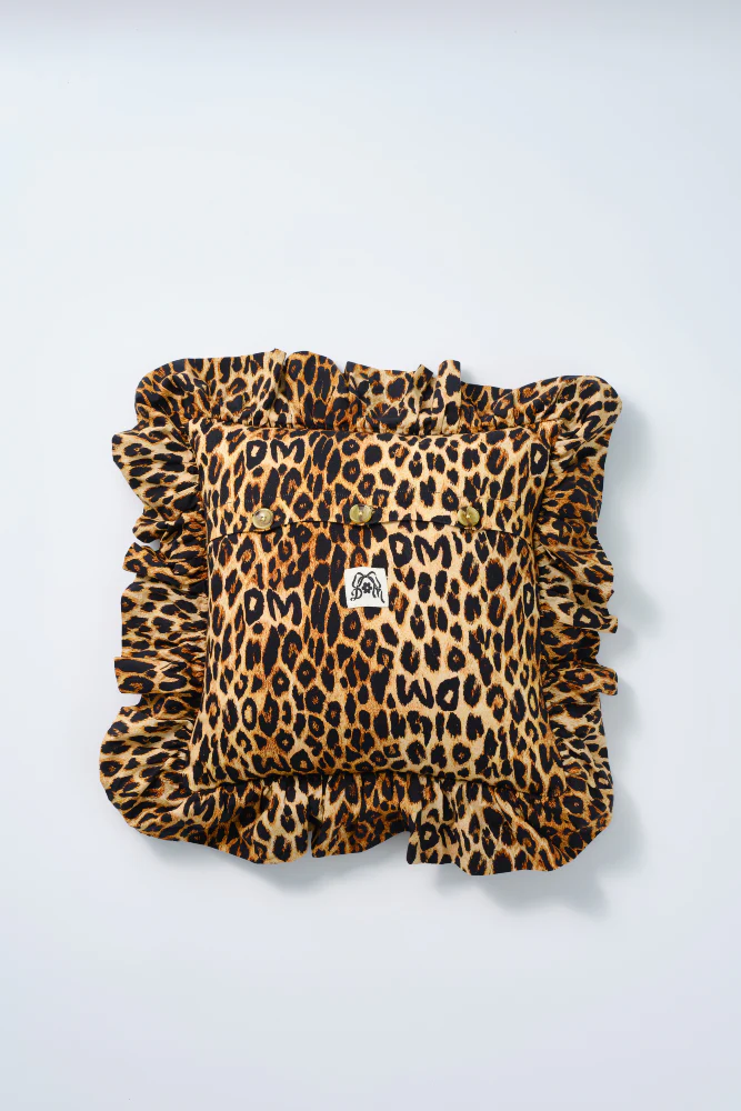 ruffle square cushion - leopard print