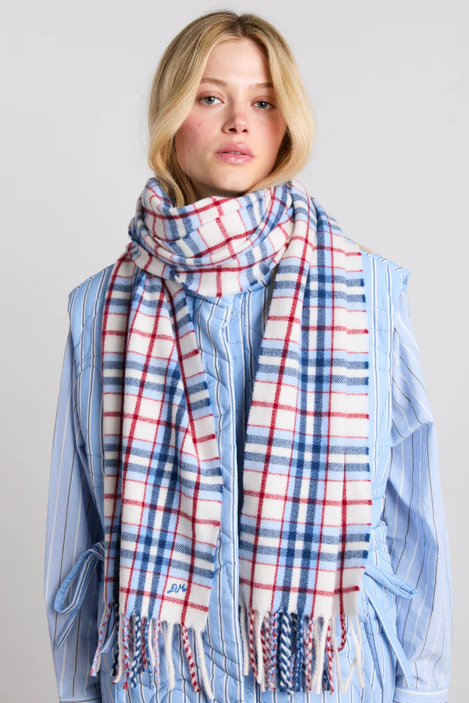 bonnie check scarf in responsible wool