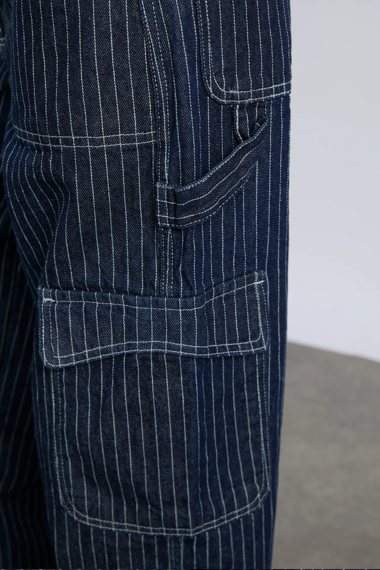 cargo jeans - navy pinstripe
