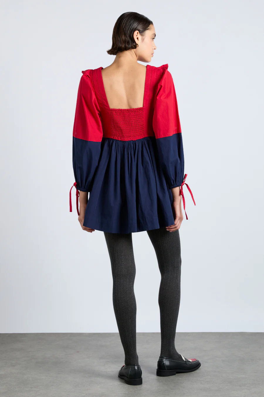 piarra mini smock dress - red & navy