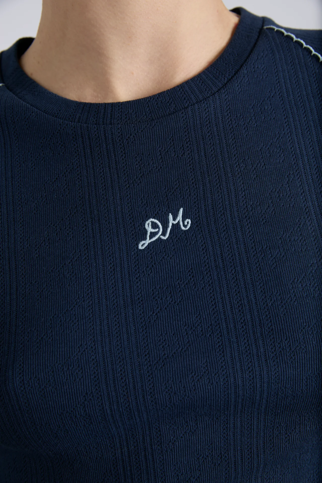 aster pointelle raglan baby tee - navy