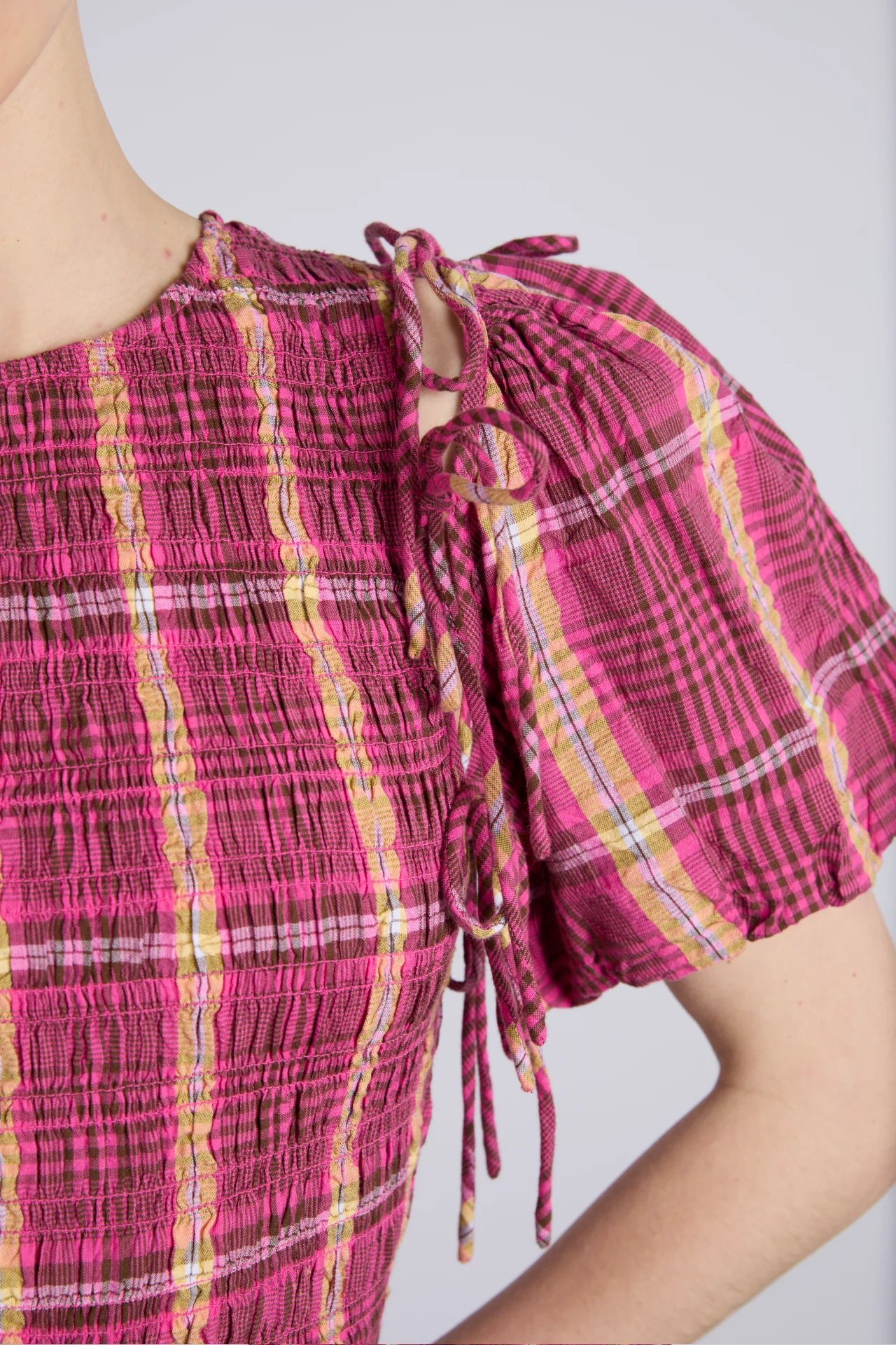 becca multi-way midi dress - pink/khaki/check