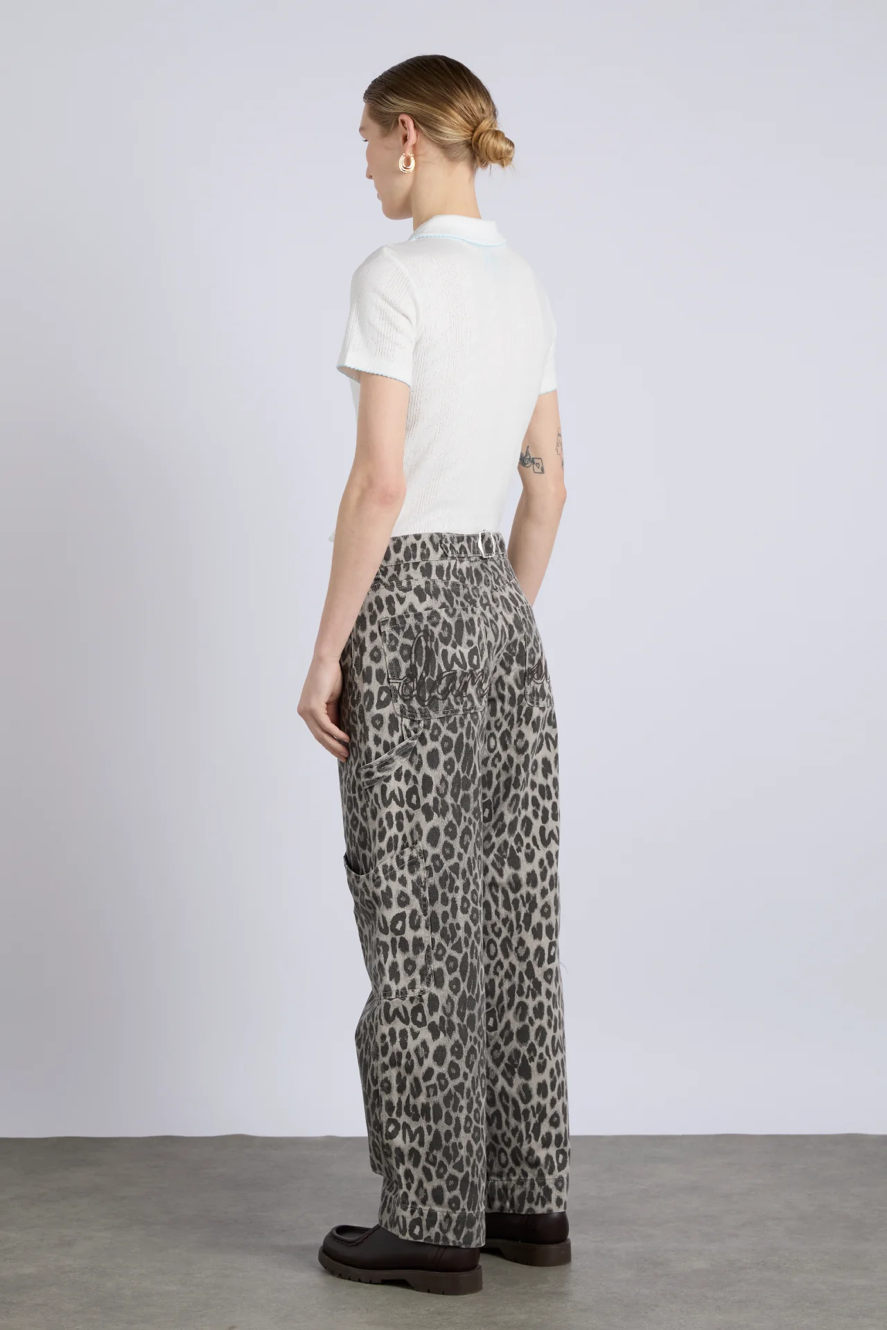 drew cargo jeans - leopard charcoal