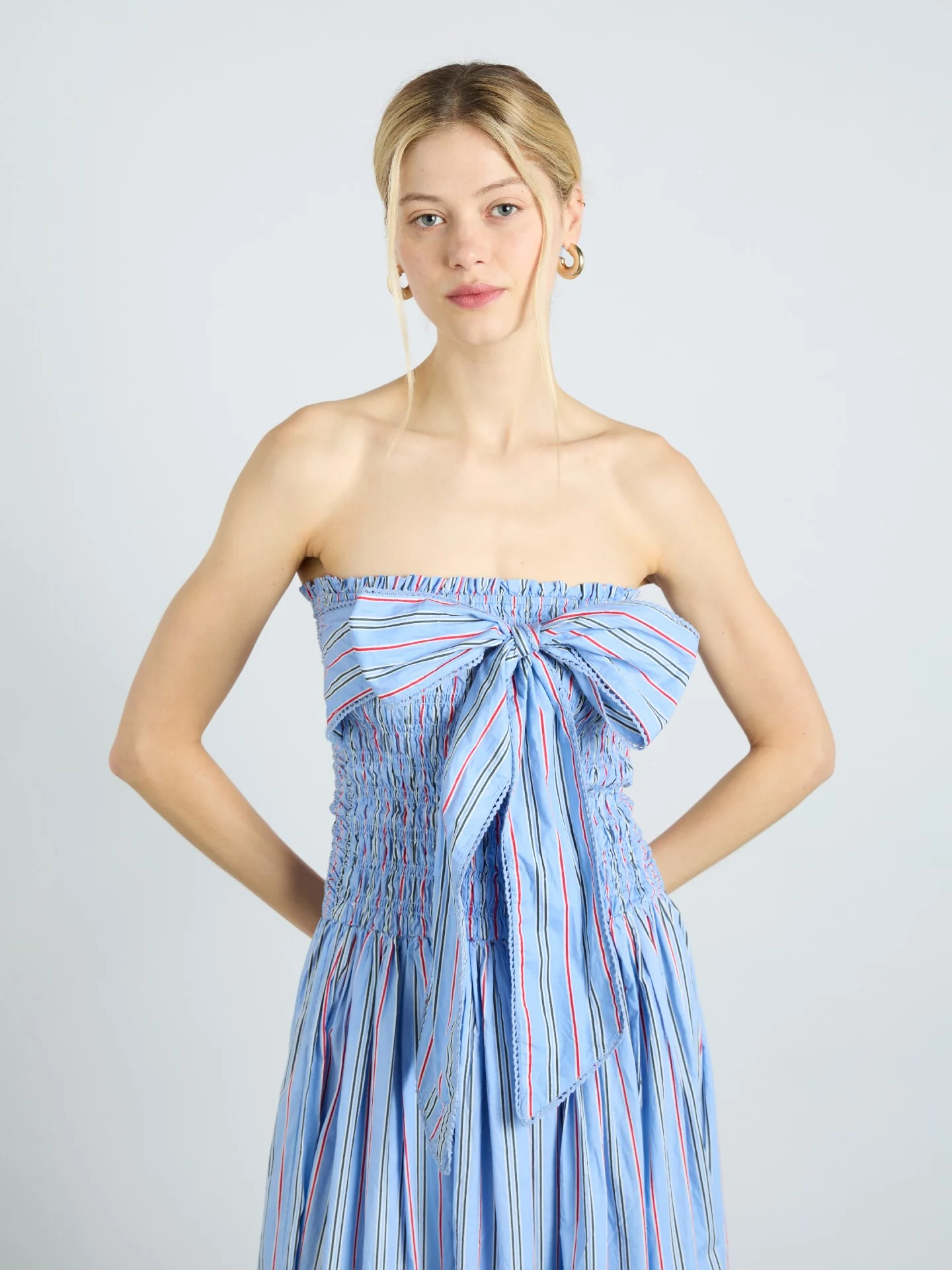 mia midi dress - bold blue stripe