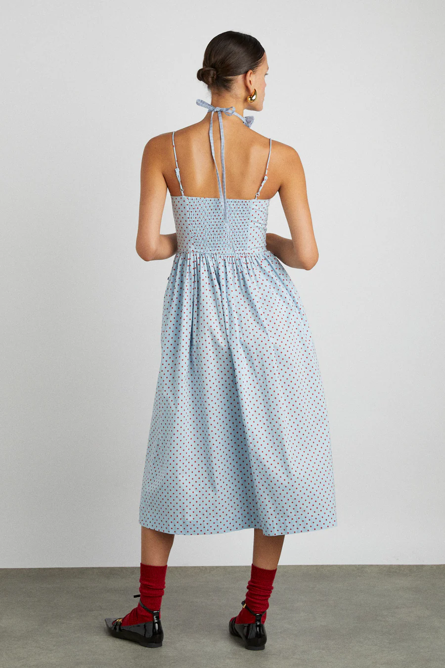 penelope midi - blue & red spot