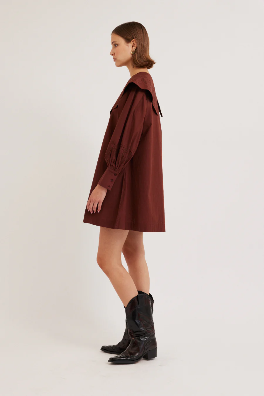 mimi mini dress - chocolate broderie