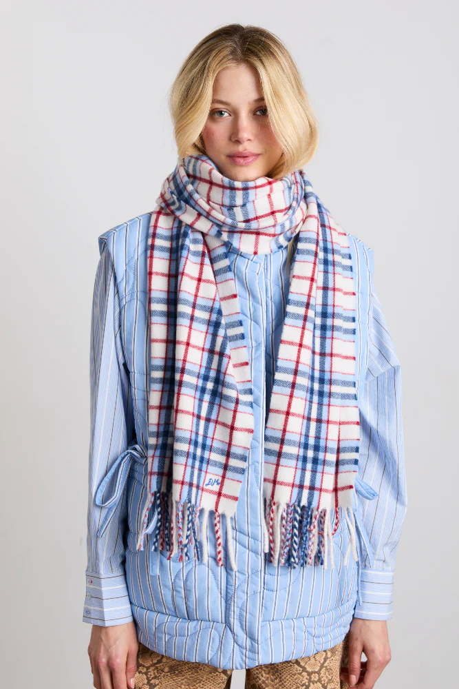bonnie check scarf in responsible wool
