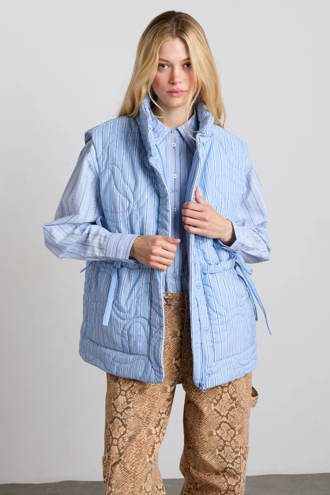 celeste quilted gilet - blue stripe