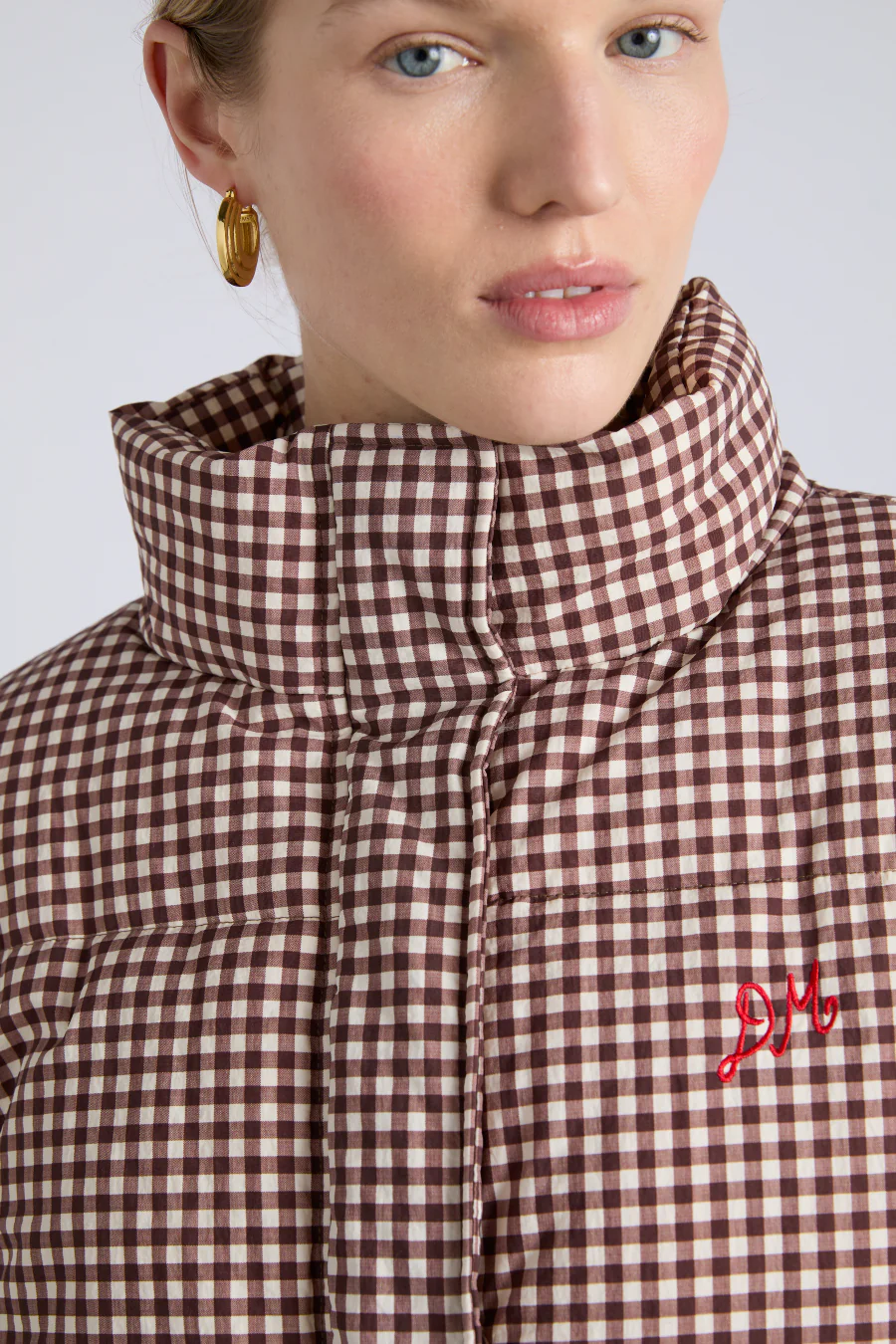 jennifer check puffer - chocolate gingham