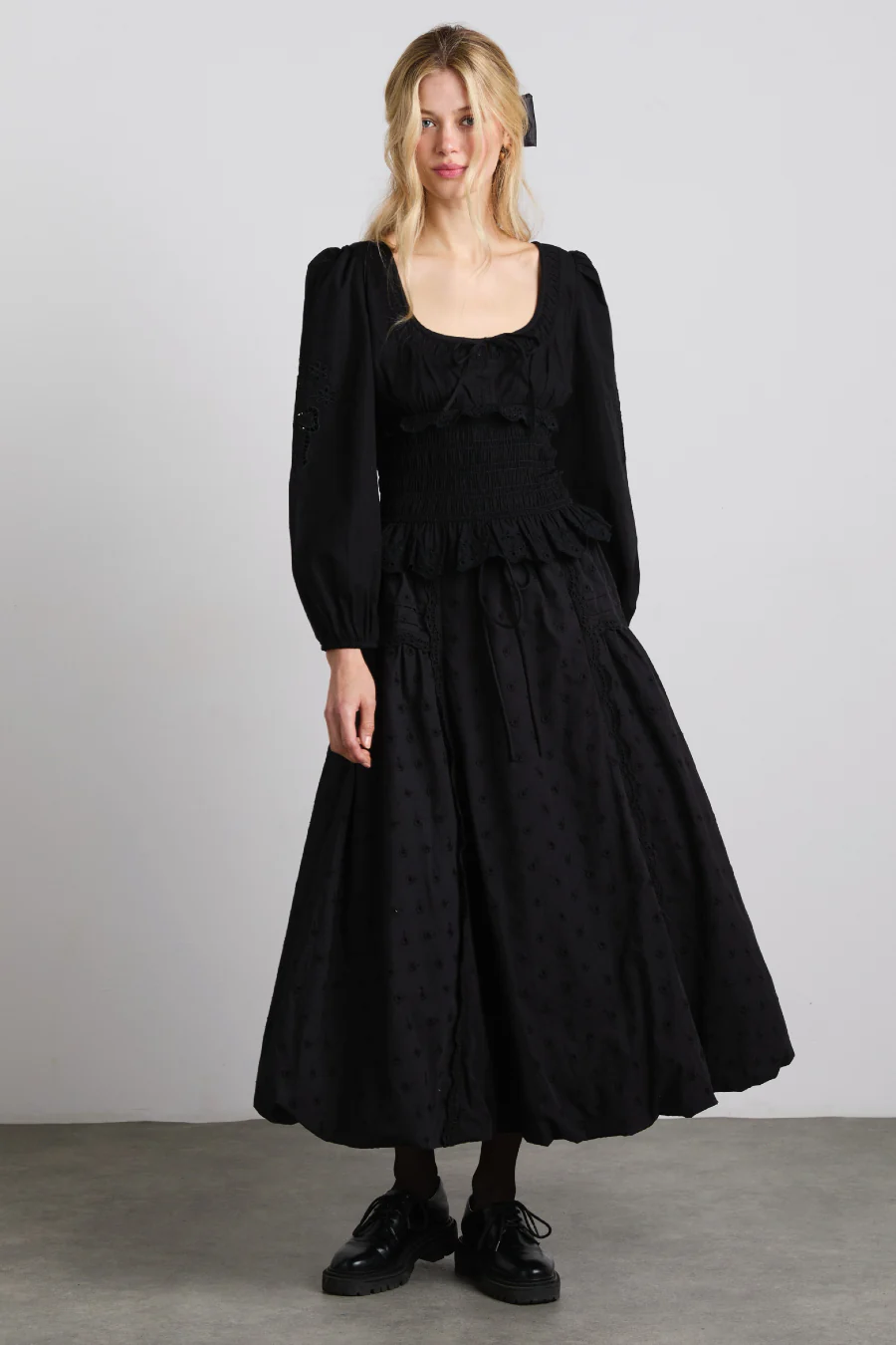 nola embroidered blouse - black