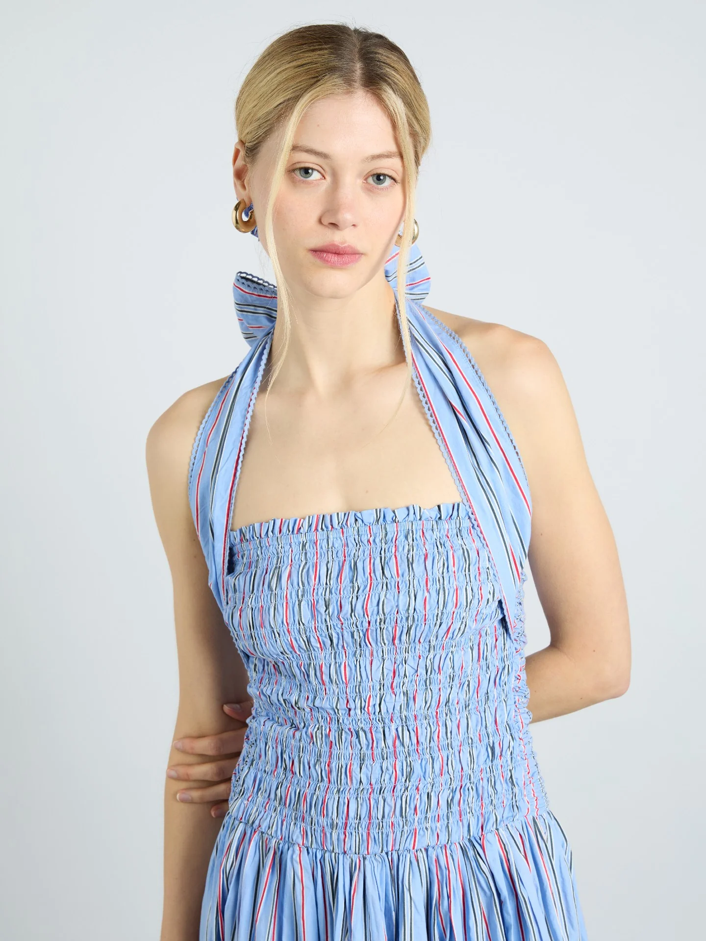 mia midi dress - bold blue stripe