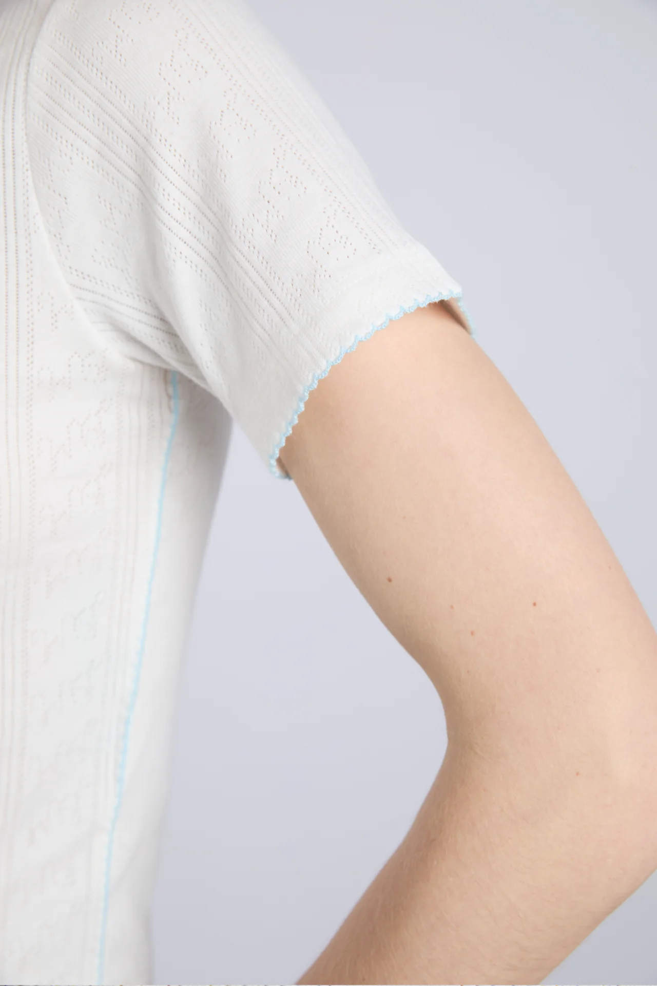 devon pointelle polo tee - white