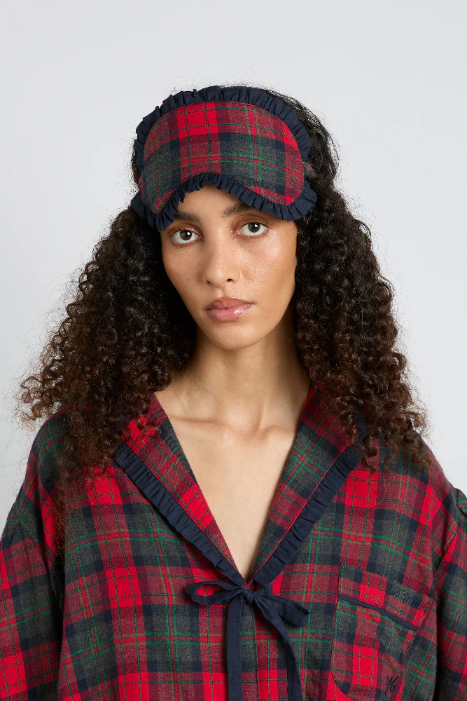 damson pj eye mask - red tartan
