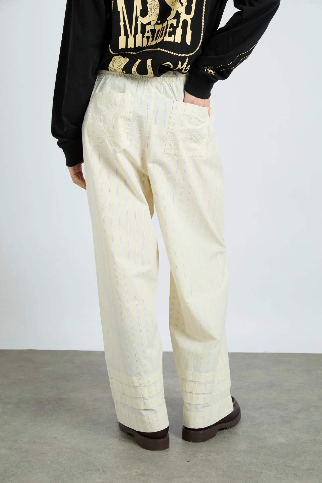 lucy trousers - butter business stripe