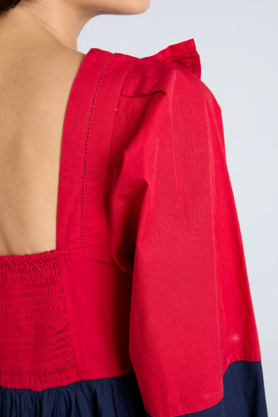 piarra mini smock dress - red & navy