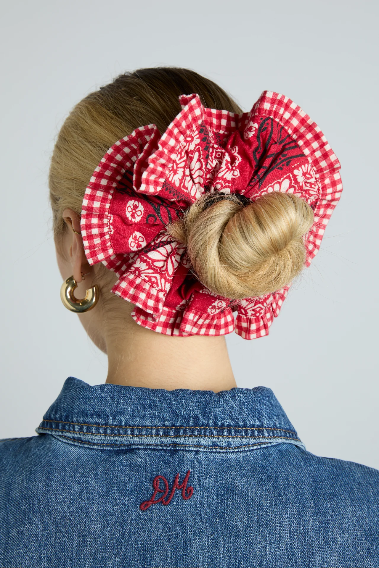red bandana print scrunchie