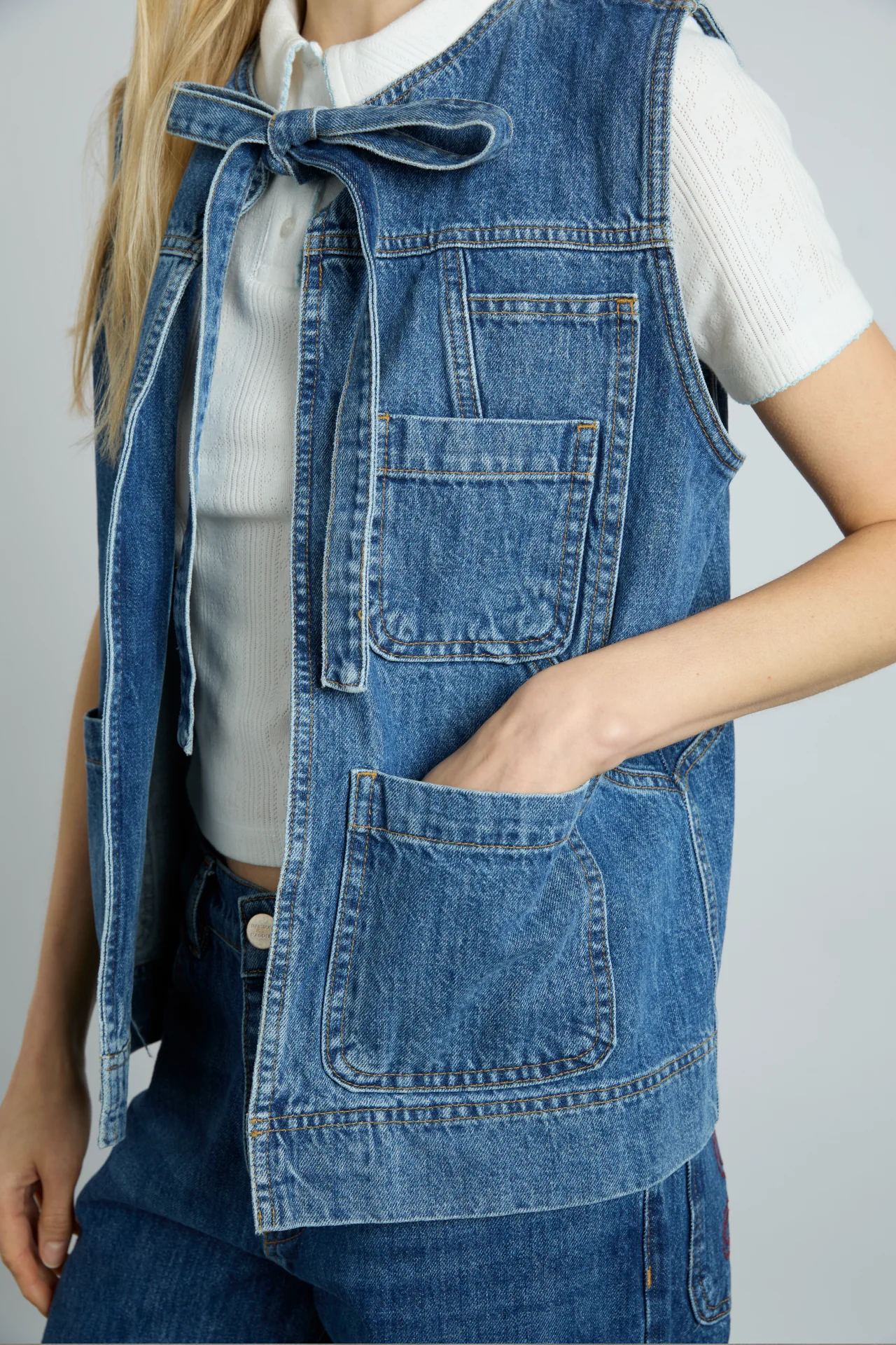 milly gilet - mid wash