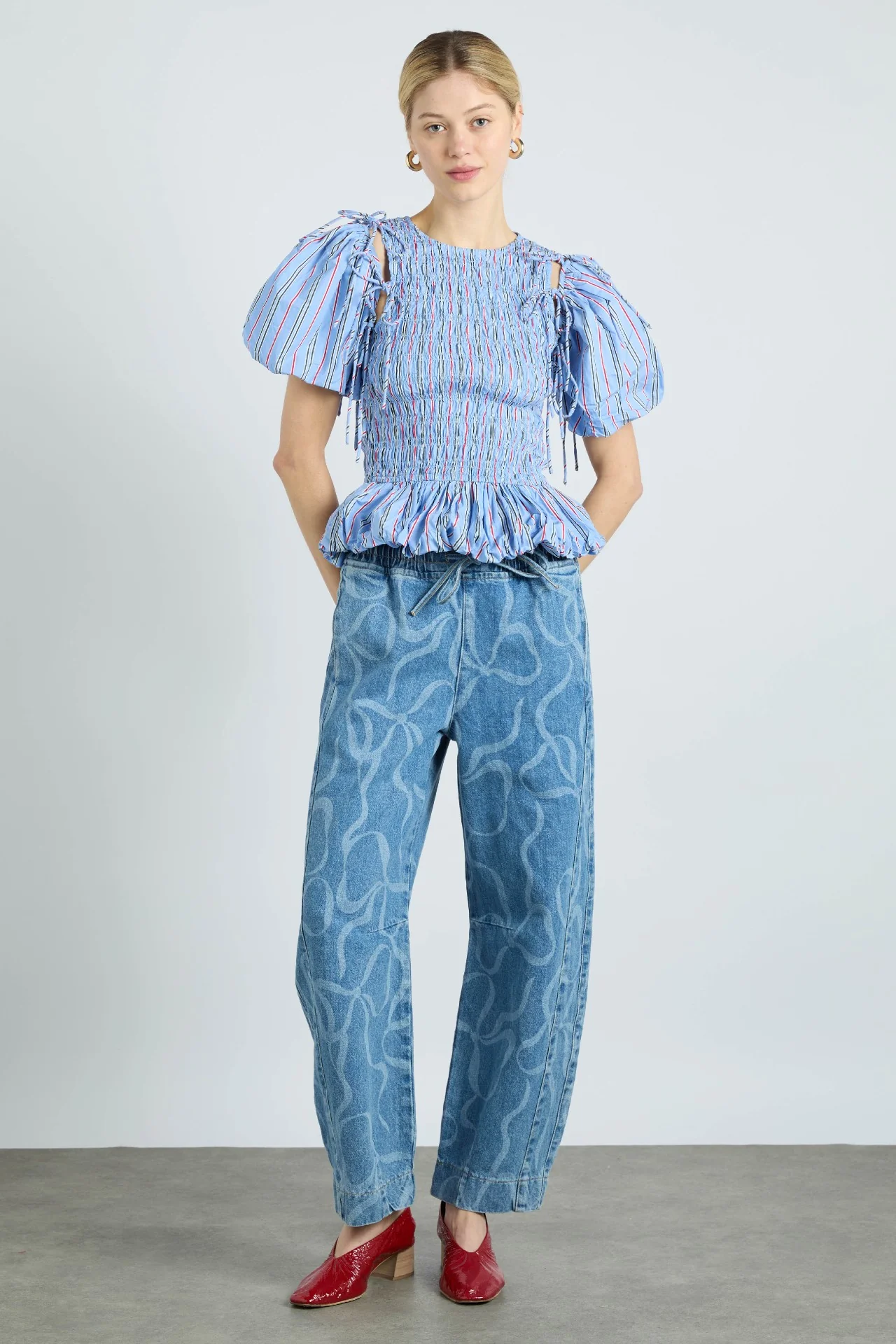 becca multi-way blouse - bold blue stripe