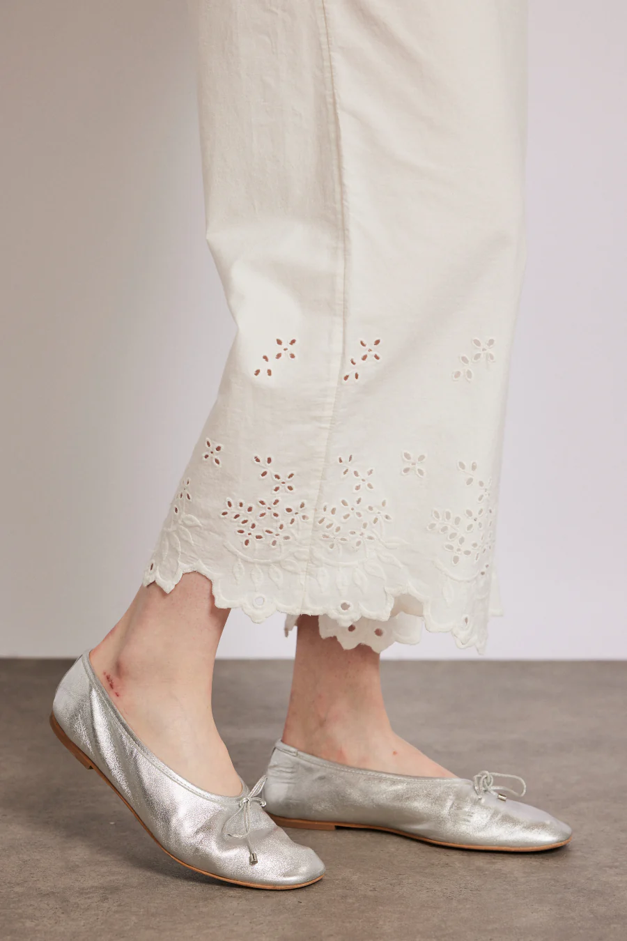 lana trousers - white broderie