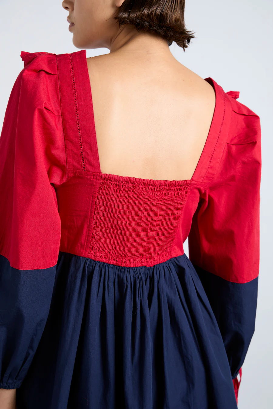 piarra mini smock dress - red & navy
