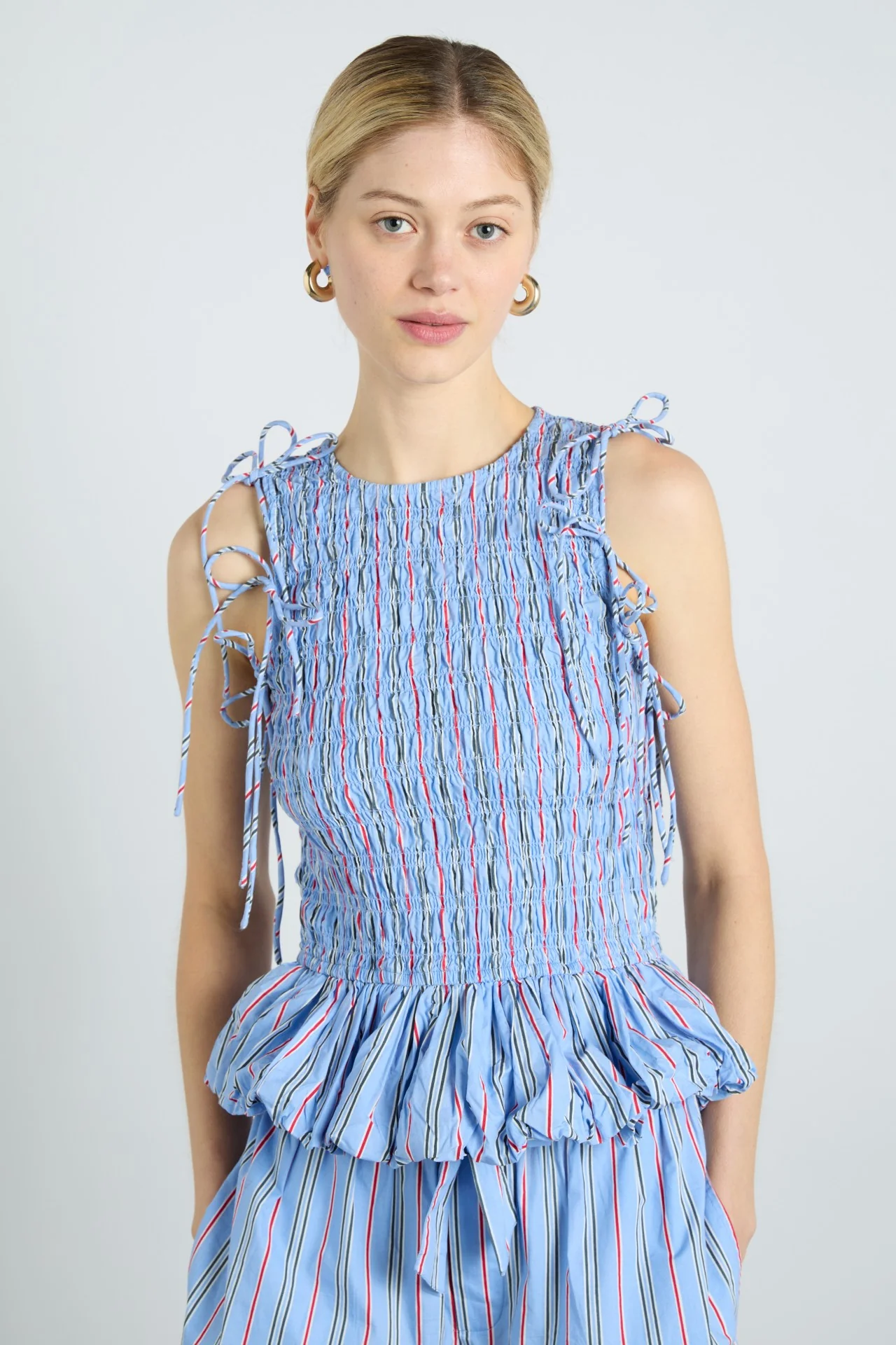 becca multi-way blouse - bold blue stripe