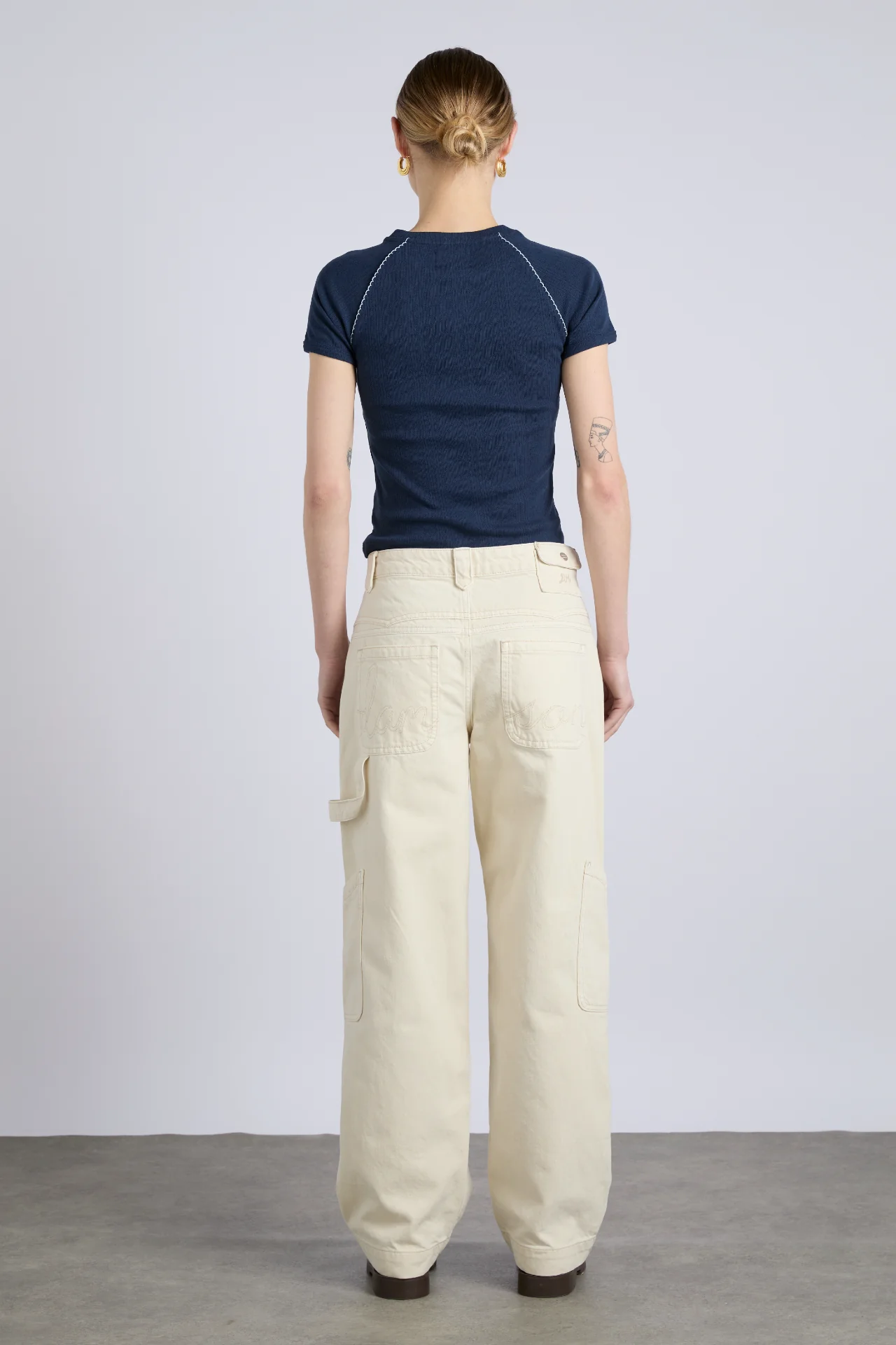 aster pointelle raglan baby tee - navy