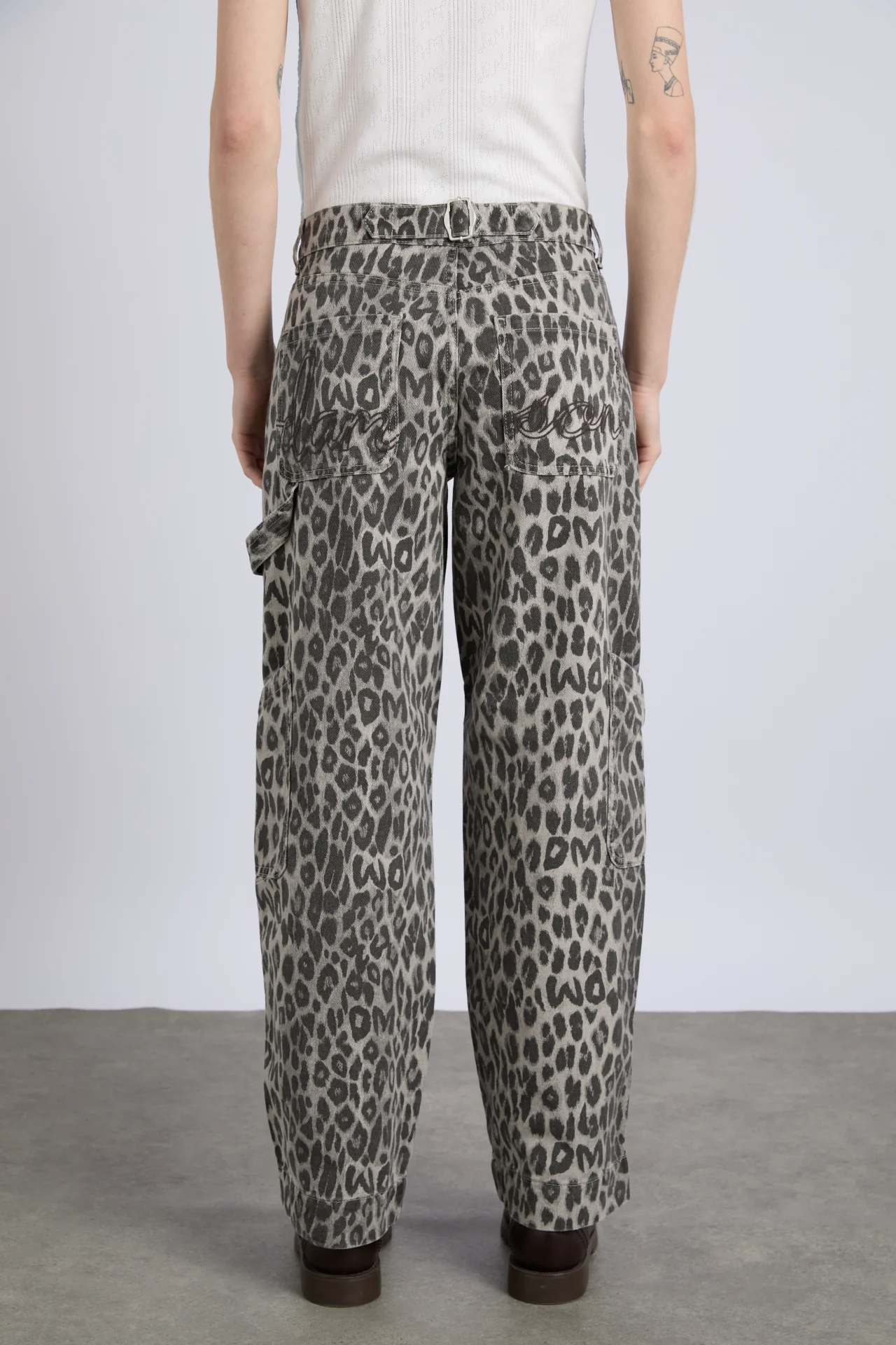 drew cargo jeans - leopard charcoal
