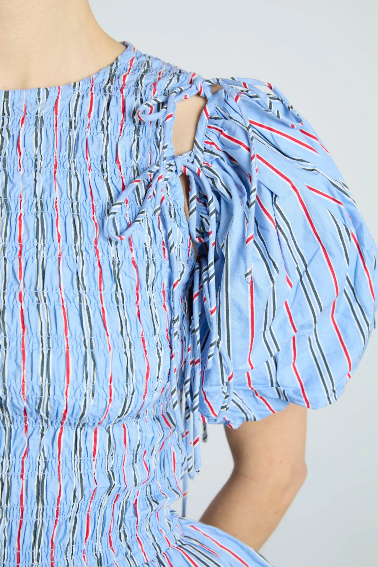 becca multi-way blouse - bold blue stripe