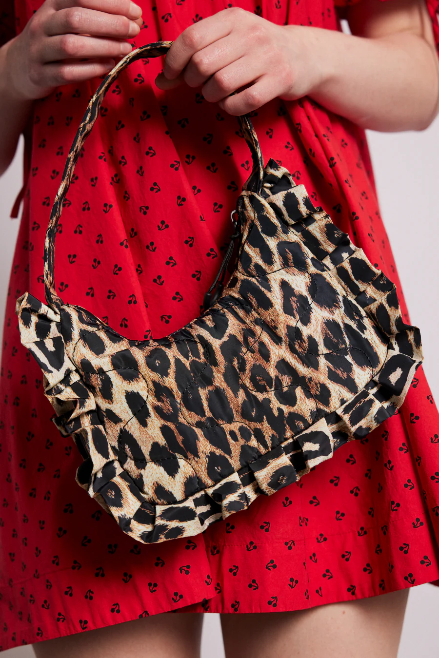 90's frill shoulder bag - leopard