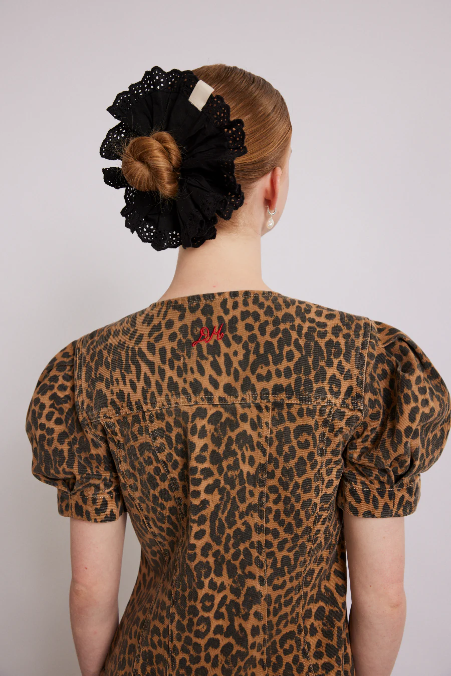 shell denim top - leopard