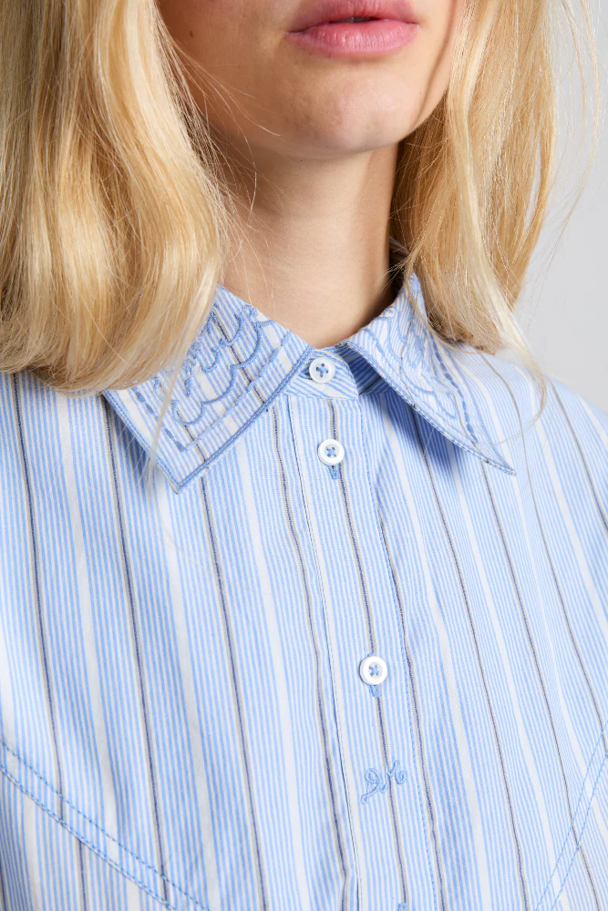 romy embroidered shirt - narrow business stripe
