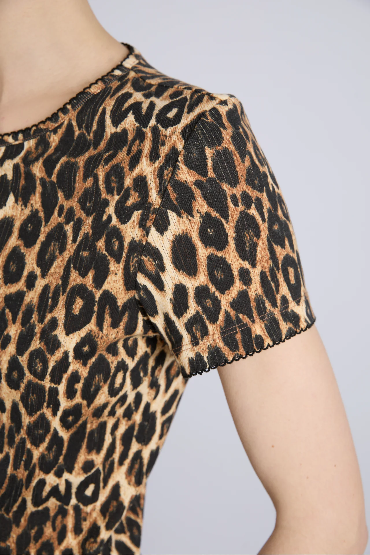 marnie short sleeve pointelle tee - leopard