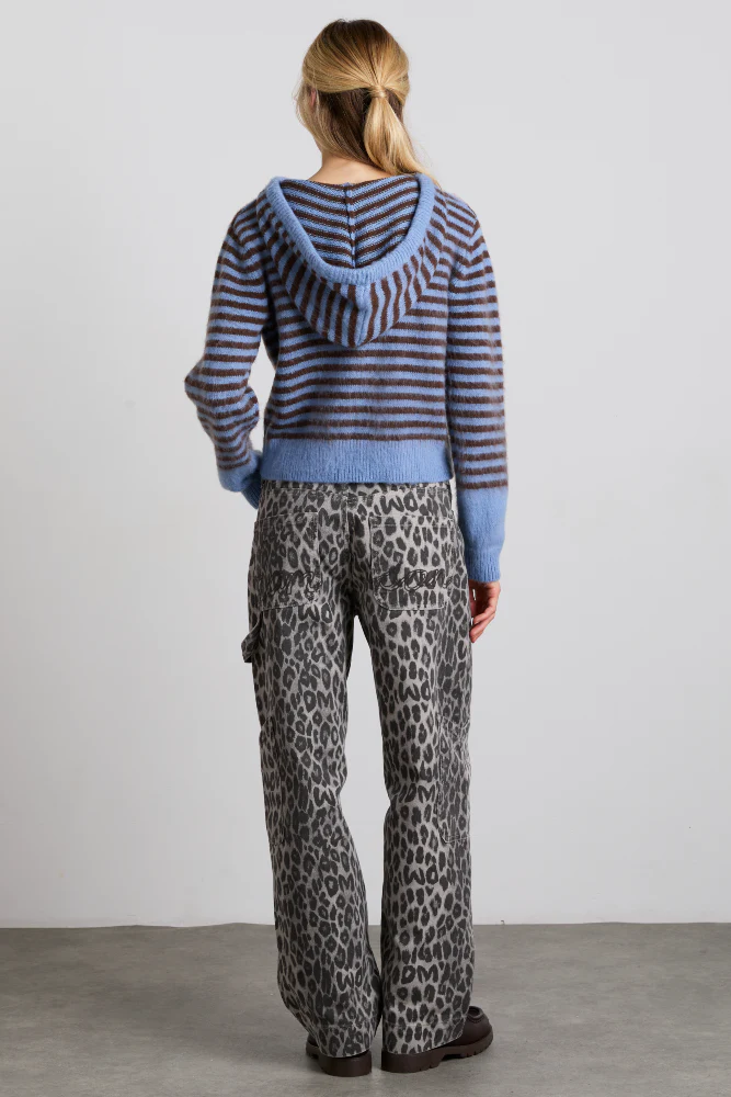ruthie bonnet cardigan - blue & chocolate stripe