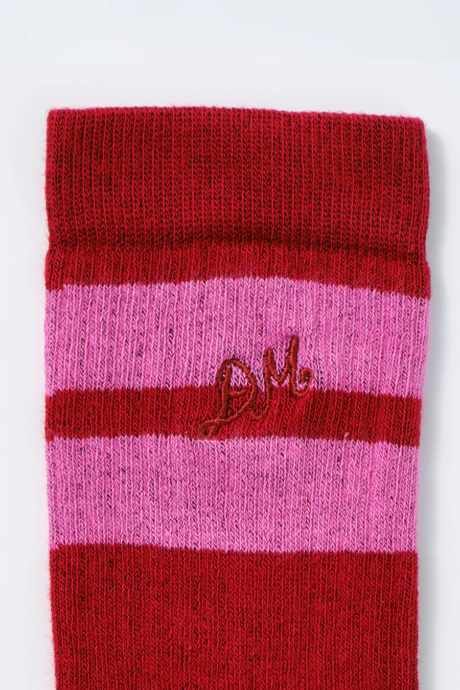 Sporty calf length socks - red & pink stripe