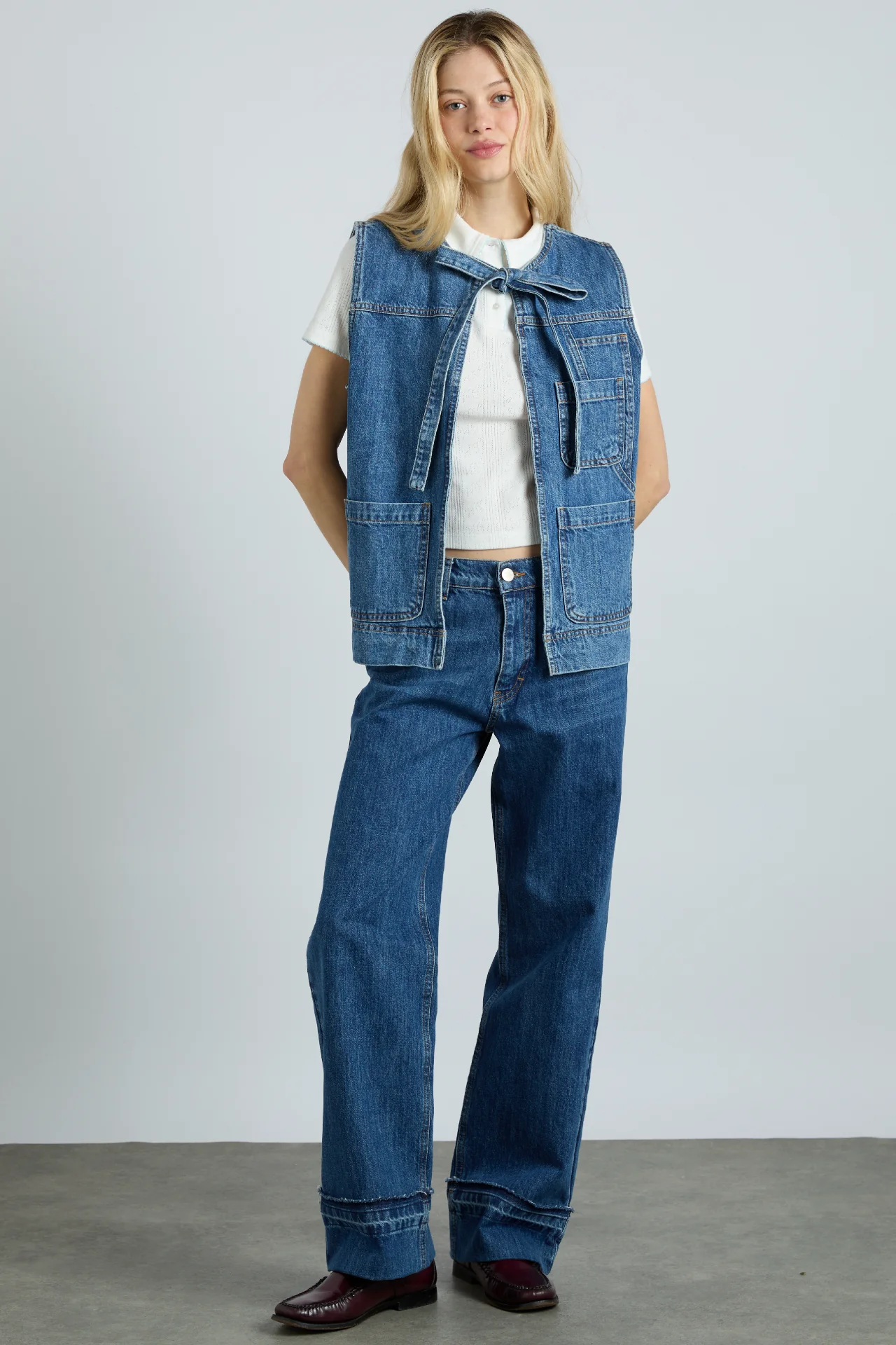 milly gilet - mid wash