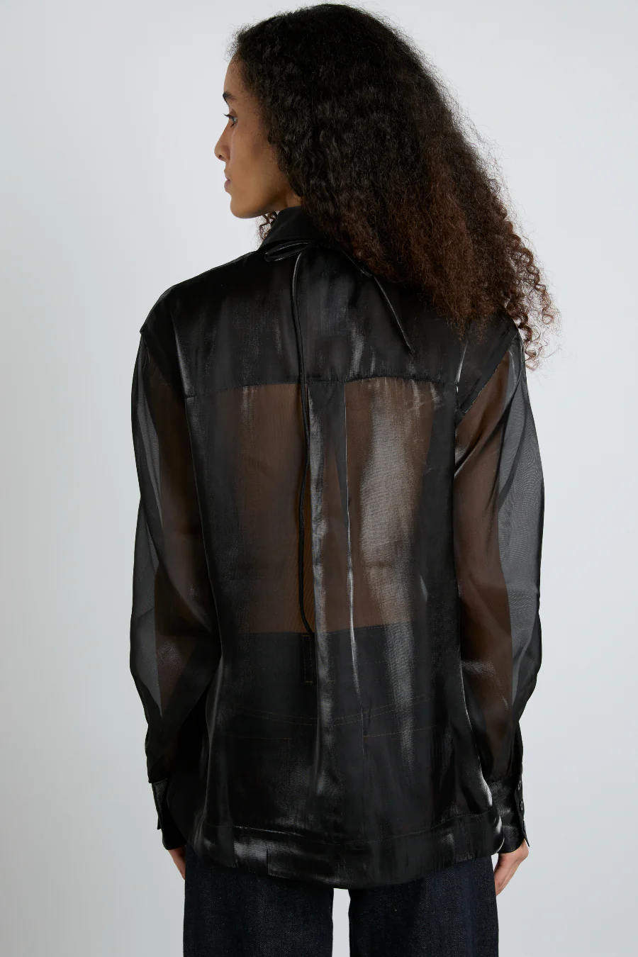 bel pin tuck shirt - black sheer