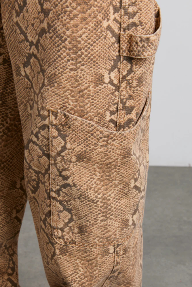 drew cargo jeans - snake print