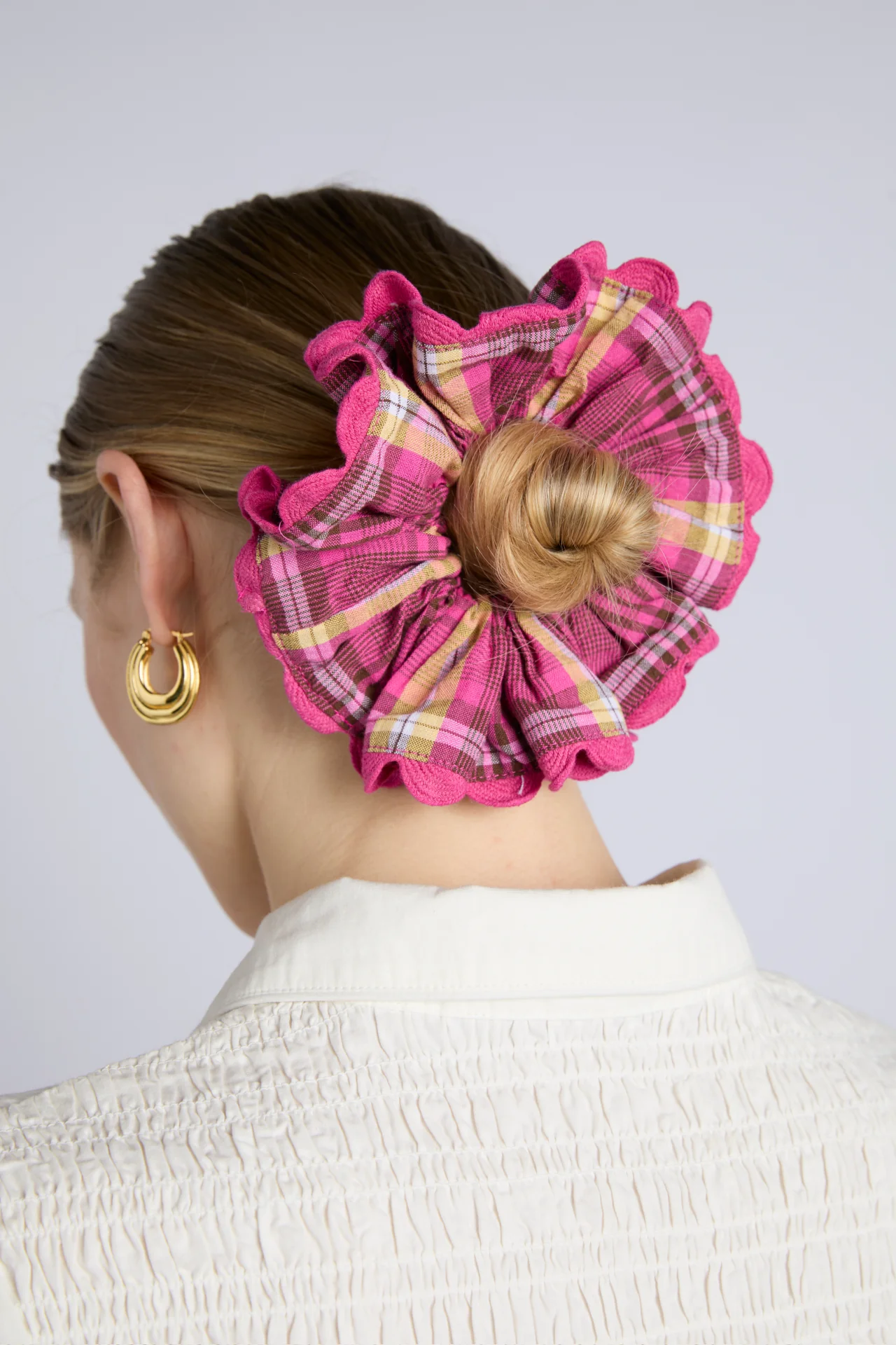 CHECK SCRUNCHIE WITH RIK RAK EDGE